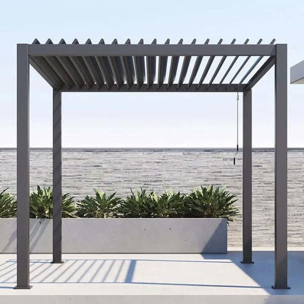 KONDELA Bioklimatická pergola, antracit, 3x3 m, ZIA