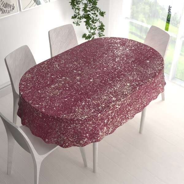 Biante Sametový oválný ubrus Isabela IBL-006 Gold Design vínový 100x160 cm