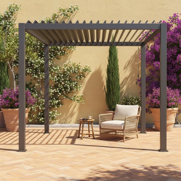 KONDELA Bioklimatická pergola, antracit, 3x3 m, ZIA