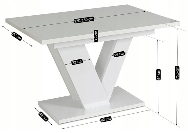 JAKS Jídelní stůl Clark 120 cm bílý gloss glamour