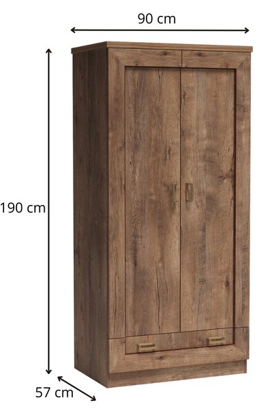 Dvoudveřová skříň GIADA - šířka 90 cm, dub lefkas