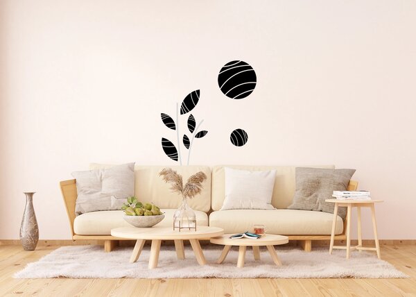 Samolepka na zeď Černo-Bílá Abstrakce s Květinami | 65 x 85 cm | DFL0486