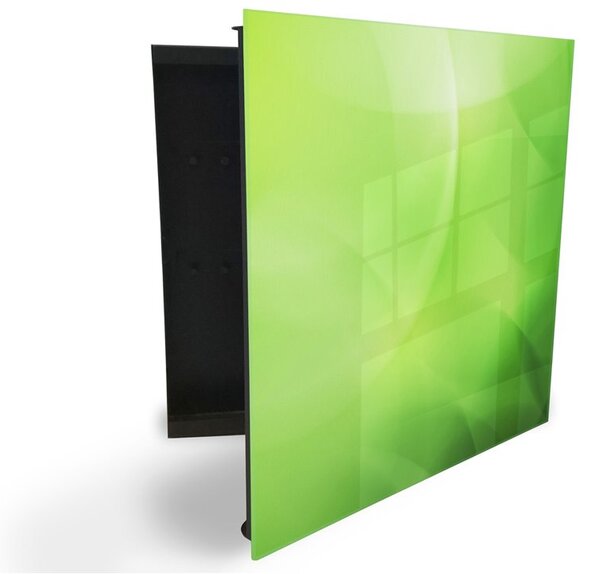 Glasdekor skříňka na klíče - zelený abstraktní melír - Levé / Černá
