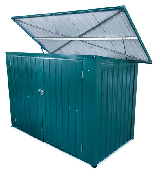 KONDELA Ocelový box na dva odpadkové koše, zelená, RUBIS