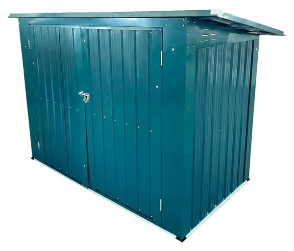 KONDELA Ocelový box na dva odpadkové koše, zelená, RUBIS