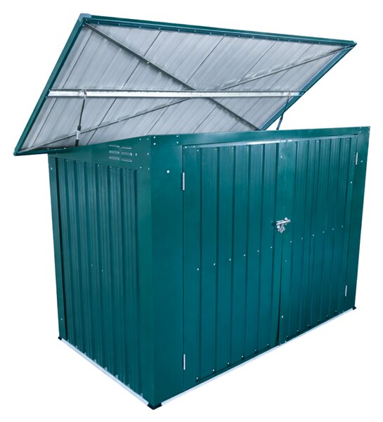 KONDELA Ocelový box na dva odpadkové koše, zelená, RUBIS