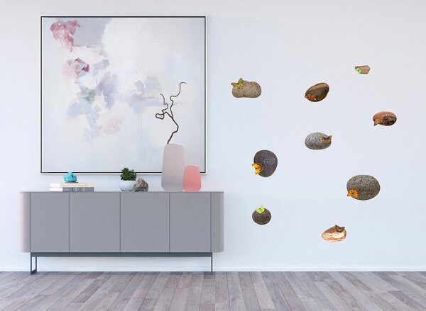Samolepka na zeď Kameny s Motýly | 42.5 x 65 cm | DSM3436