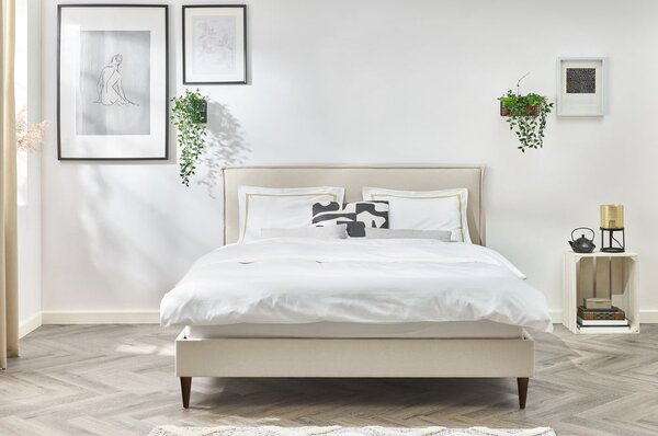Béžová čalouněná dvoulůžková postel s roštem 160x200 cm Sary – Bobochic Paris