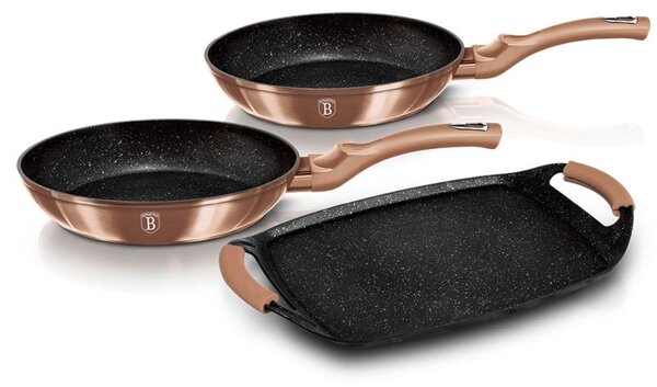 Sada pánví s mramorovým povrchem 3 ks Rosegold Metallic Line