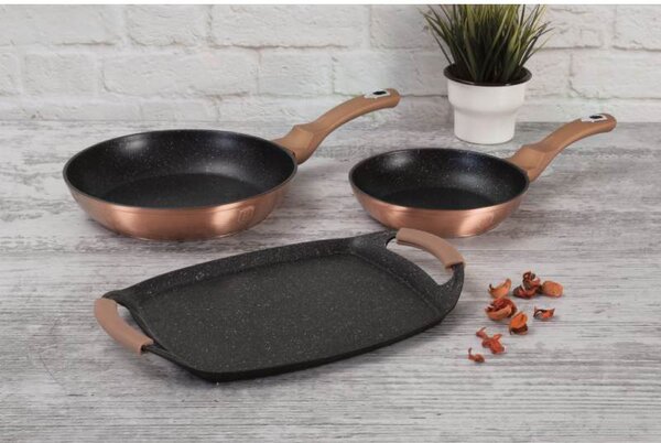 Sada pánví s mramorovým povrchem 3 ks Rosegold Metallic Line