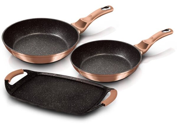 Sada pánví s mramorovým povrchem 3 ks Rosegold Metallic Line