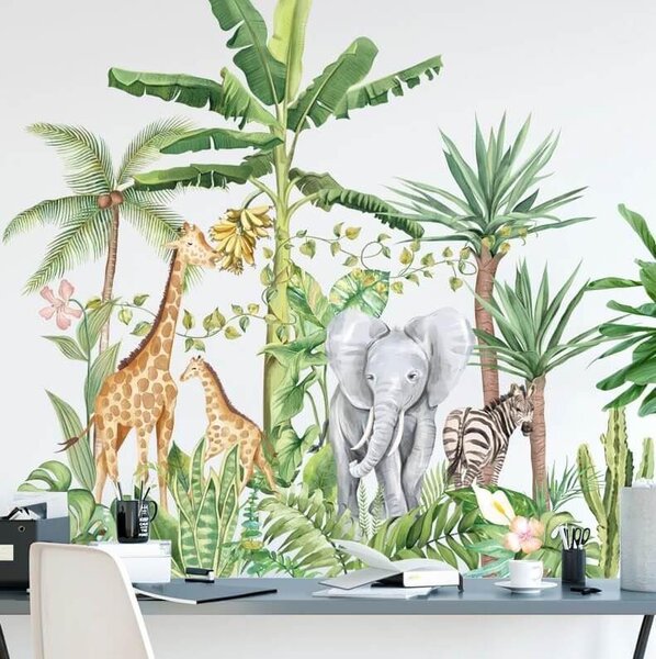 4Leaders Dětské samolepky na zeď zvířata z džungle 72×75 cm