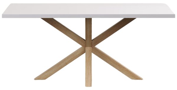 Bílý jídelní stůl Kave Home Argo 180 x 100 cm s přírodní kovovou podnoží
