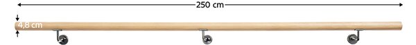 KONDELA Madlo/zábradlí, masivní dřevo, přírodní, 250 cm, MANEL TYP 4