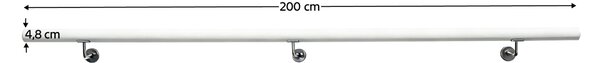 KONDELA Madlo/zábradlí, masivní dřevo, bílá, 200 cm, MANEL TYP 2