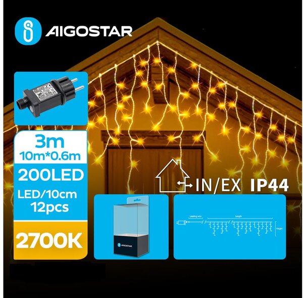 Aigostar B.V. Aigostar - LED Venkovní vánoční řetěz 200xLED/8 funkcí 13x0,6m IP44 teplá bílá AI0463