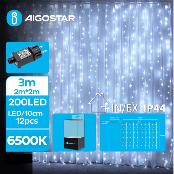Aigostar B.V. Aigostar - LED Venkovní vánoční řetěz 200xLED/8 funkcí 5x2m IP44 studená bílá AI0460