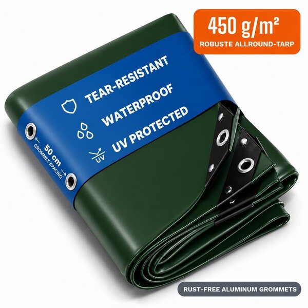 NEMAXX® krycí plachta 450 g/m² 2×3 m zelená hliníková oka vodotsná