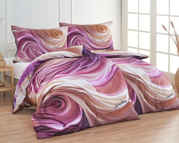 Matějovský Povlečení BLANKA MATRAGI - VIOLET, dynamický vzor, růžové, bavlněný MAKO satén, digitál, 140x200cm + 70x90cm