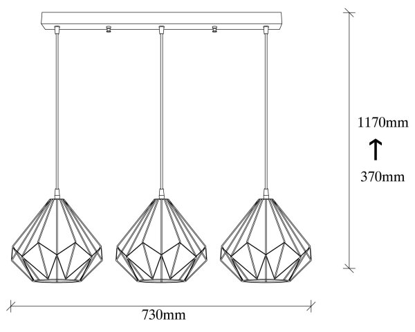 Lustr na lanku DIAMOND 3xE27/100W/230V