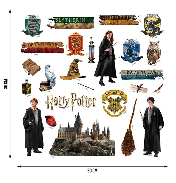 Dětská samolepka na zeď Harry Potter Hogwarts | 30 x 30 cm | DDKS3837
