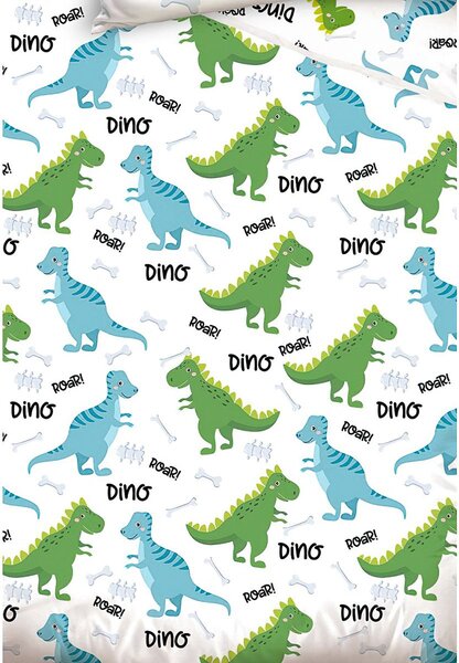 TipTrade Dětské povlečení do postýlky DINOSAUŘÍ KAMARÁDI, zeleno-modré, bavlna hladká, 100x135cm + 40x60cm