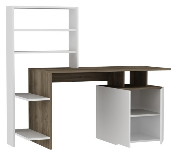 Hanah Home Psací stůl s regálem Melis ořech/bílý
