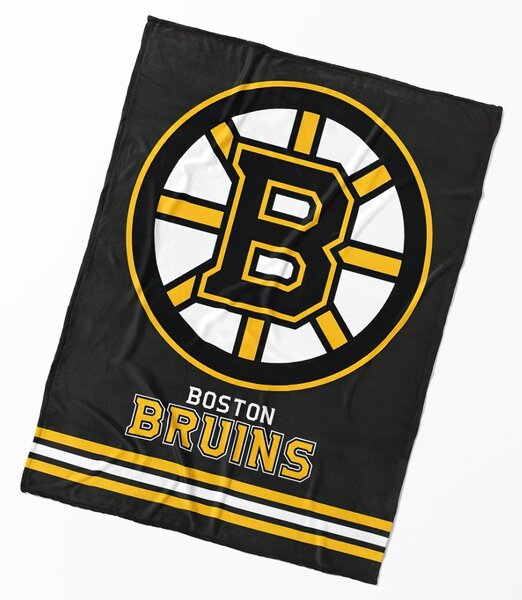Carbotex deka z mikrovlákna (coral fleece) dětská hokejová NHL BOSTON BRUINS ESSENTIAL, žluto-černá, 150x200cm