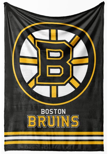Carbotex deka z mikrovlákna (coral fleece) dětská hokejová NHL BOSTON BRUINS ESSENTIAL, žluto-černá, 150x200cm