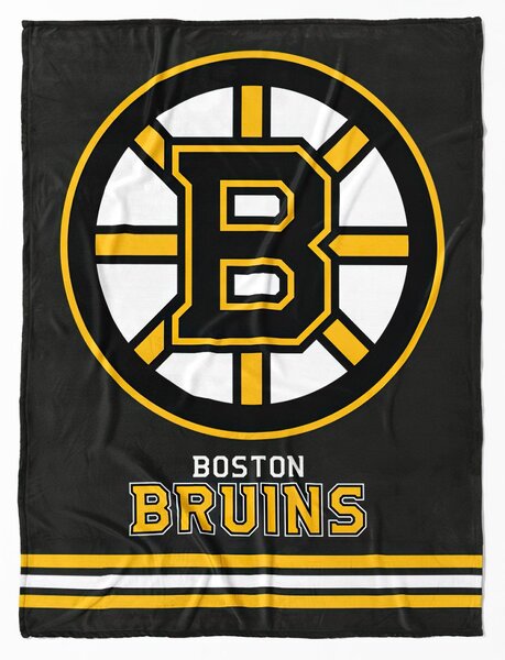 Carbotex deka z mikrovlákna (coral fleece) dětská hokejová NHL BOSTON BRUINS ESSENTIAL, žluto-černá, 150x200cm