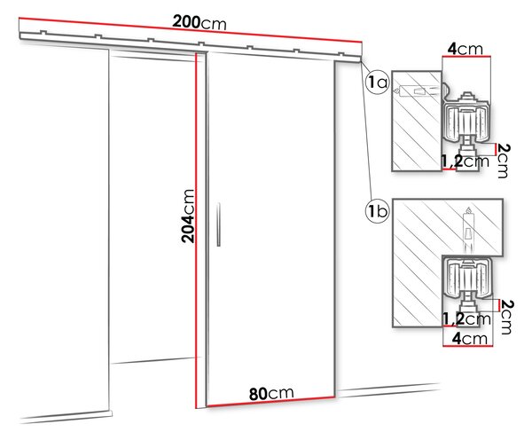 Interiérové posuvné dveře CONROE 1 - 80 cm, černé