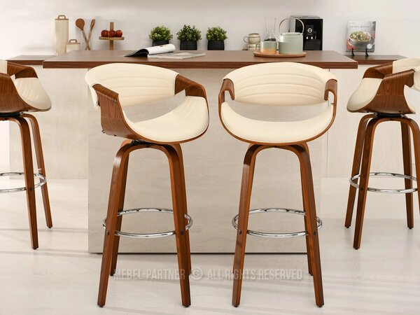 Designová barová židle SAROLTA - ořech / krémová 1