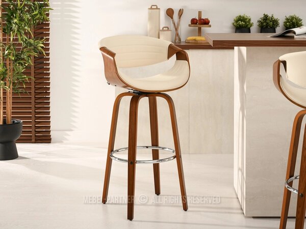 Designová barová židle SAROLTA - ořech / krémová 1