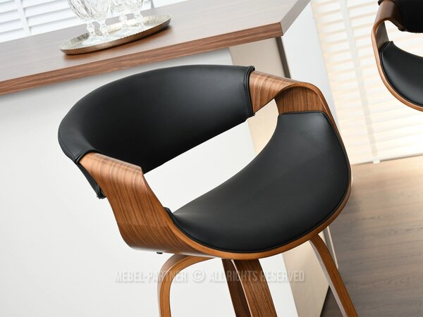 Designová barová židle SAROLTA - ořech / černá / chrom