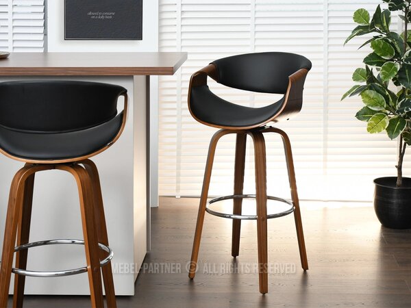 Designová barová židle SAROLTA - ořech / černá / chrom
