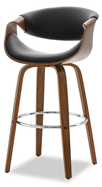 Designová barová židle SAROLTA - ořech / černá / chrom