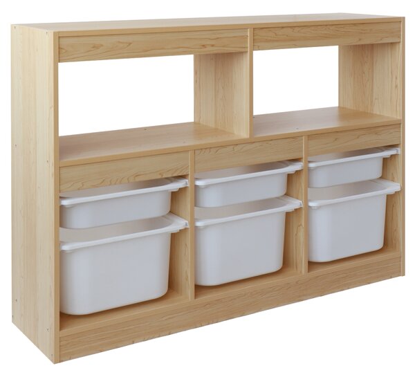 KONDELA Organizér s úložnými boxy, dub/bílá, TRIVIX