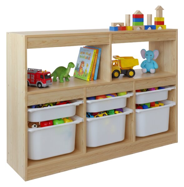 KONDELA Organizér s úložnými boxy, dub/bílá, TRIVIX