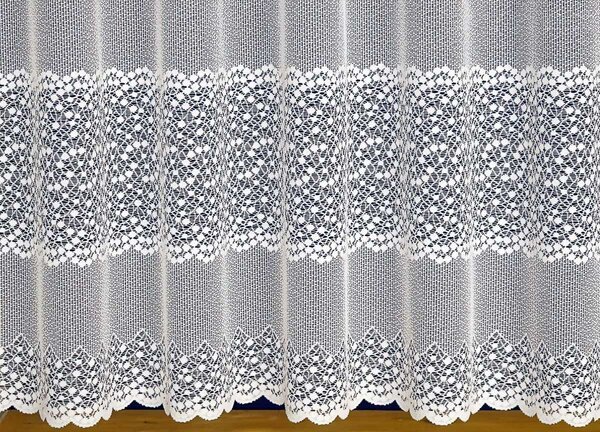 Tylex žakárová záclona A3891 drobné vlnky, s bordurou, bílá, výška 220cm (v metráži)