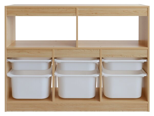 KONDELA Organizér s úložnými boxy, dub/bílá, TRIVIX