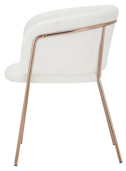 KONDELA Designové jídelní křeslo, bílá Ivory/rose gold chrom růžová, ADIMAR