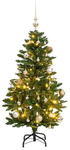 Umělý sklápěcí vánoční stromek se 150 LED a koulemi 150 cm 3210094