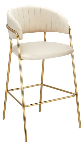 KONDELA Designová barová židle, béžová Velvet látka/gold chrom zlatý, DASMIN TYP 2