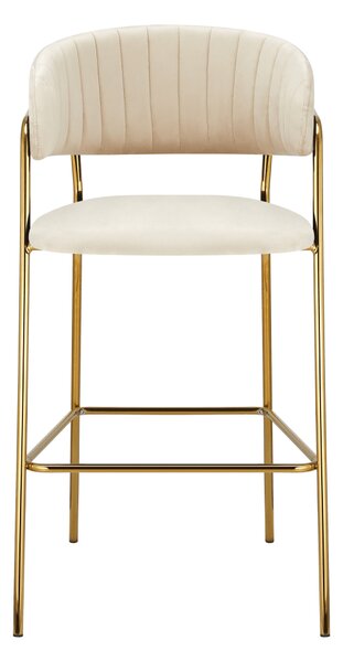 KONDELA Designová barová židle, béžová Velvet látka/gold chrom zlatý, DASMIN TYP 2