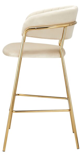 KONDELA Designová barová židle, béžová Velvet látka/gold chrom zlatý, DASMIN TYP 2