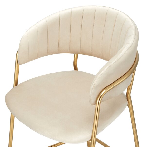 KONDELA Designová barová židle, béžová Velvet látka/gold chrom zlatý, DASMIN TYP 2