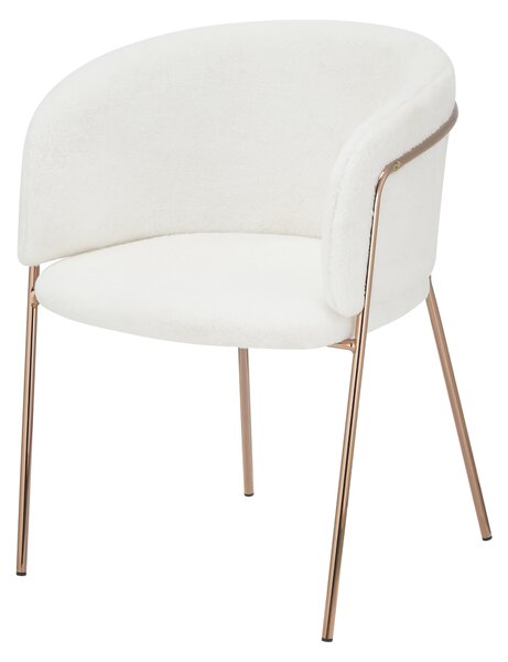 KONDELA Designové jídelní křeslo, bílá Ivory/rose gold chrom růžová, ADIMAR