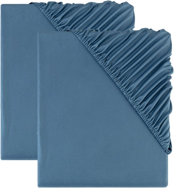 LIVARNO home Sada žerzejových napínacích prostěradel, 90-100 x 200 cm, 2dílná, modrá (800006867)