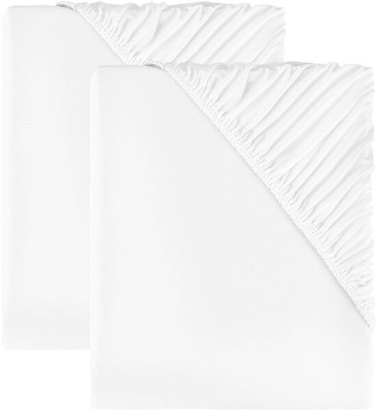 LIVARNO home Sada žerzejových napínacích prostěradel, 90-100 x 200 cm, 2dílná, bílá (800006866)