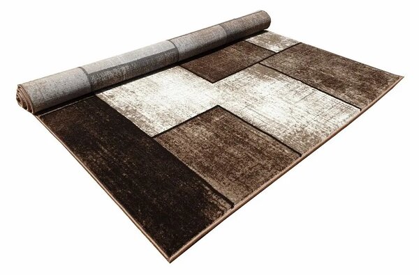 Geometrický kusový koberec 150x300 cm DEMIAN - hnědý / béžový